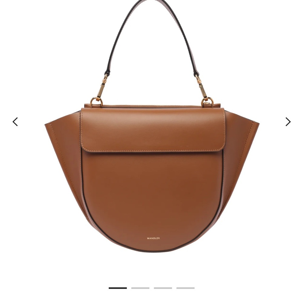Wandler Brown Leather Shoulder Bag with Modern Crescent Design